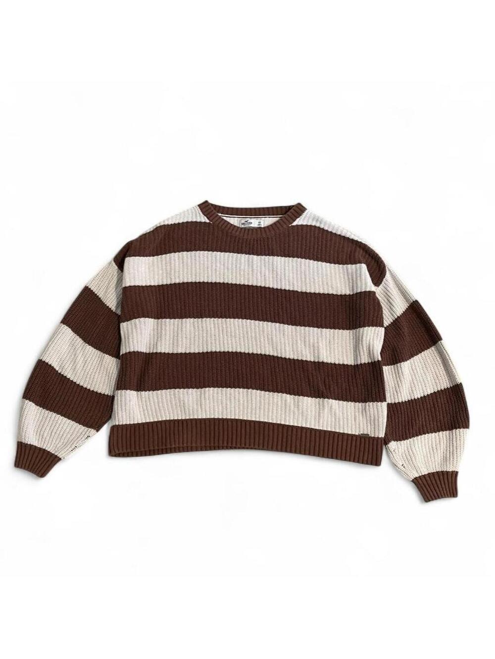 Hollister Brown and cream striped sweater